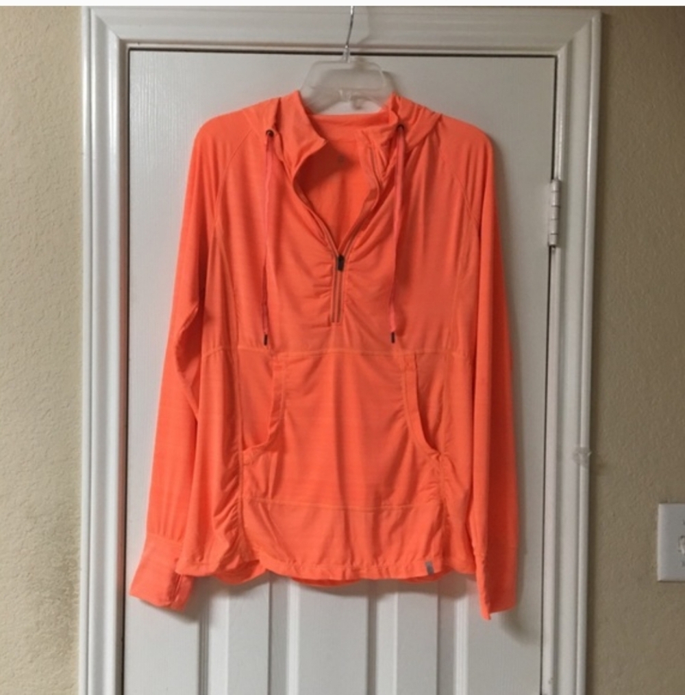 Tangerine Athletic Bright Orange Pullover Lightweight Hooded Top